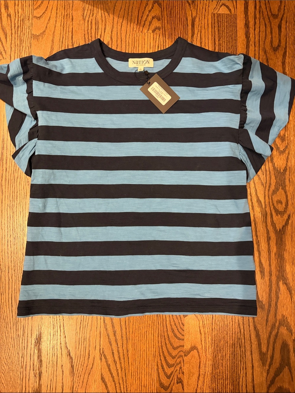Nation LTD Navy and Blue Striped Short Sleeve Tee NWT